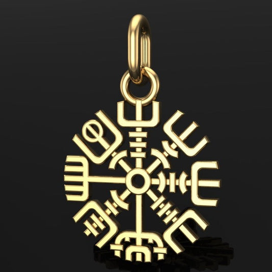 Handcrafted Miniature Vegvisir Pendant - Gold