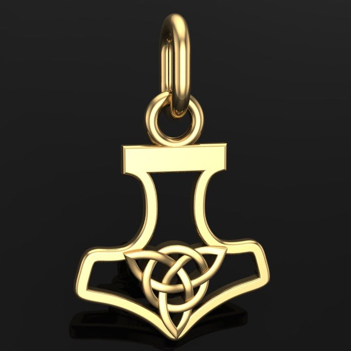 Handcrafted Miniature Thor's Hammer Pendant - Gold