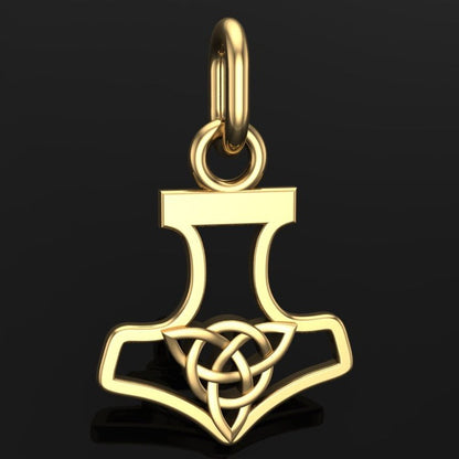 Handcrafted Miniature Thor's Hammer Pendant - Gold