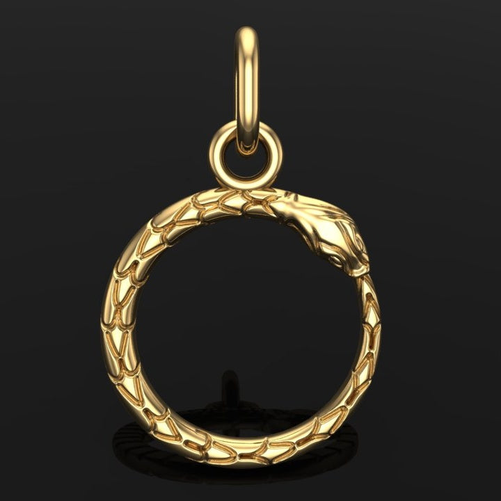 Handcrafted Miniature Serpent Pendant - Gold