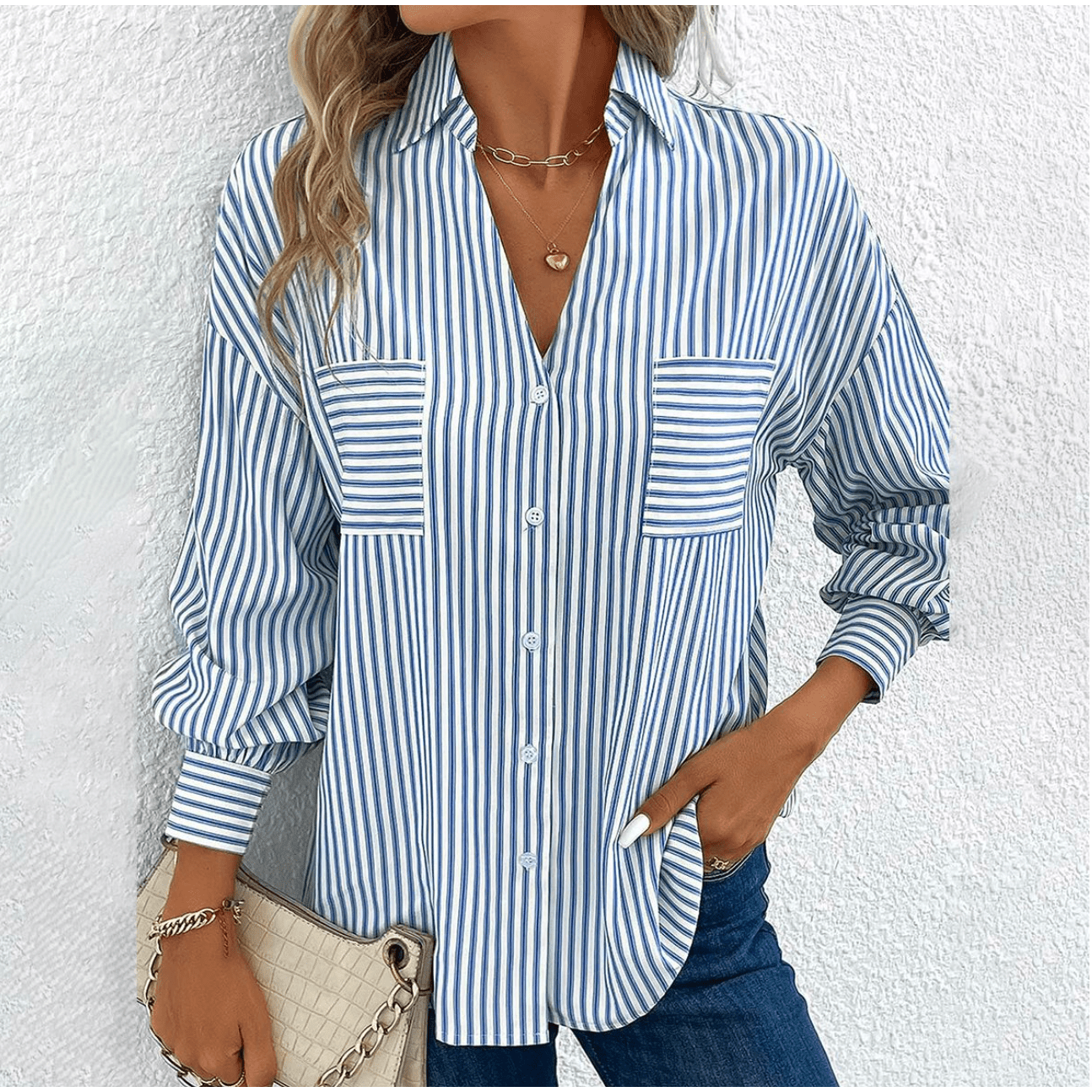 Balbina - Blusa de rayas de manga larga