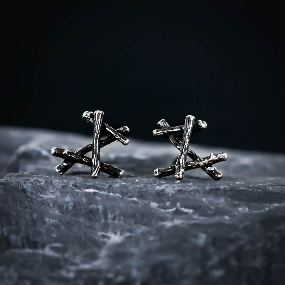 Dagaz Rune Stud Earrings - Sterling Silver