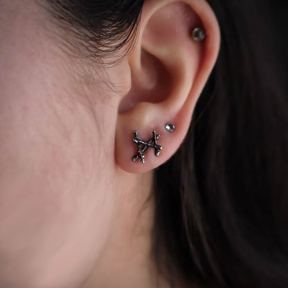 Dagaz Rune Stud Earrings - Sterling Silver