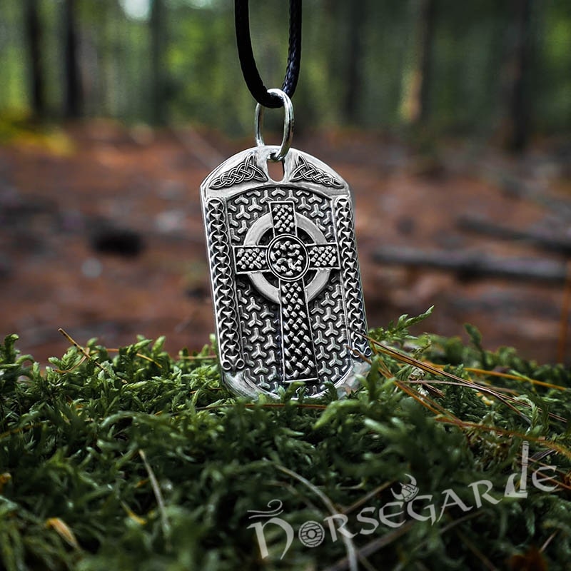Handcrafted Celtic Cross Viking Dog Tag - Sterling Silver