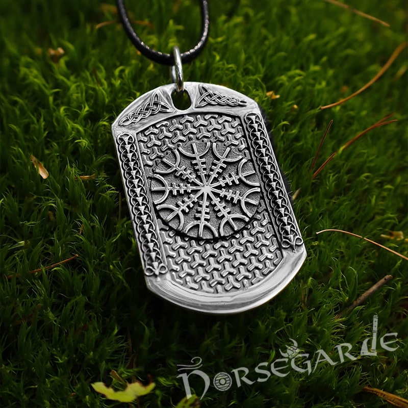 Handcrafted Helm of Awe Viking Dog Tag - Sterling Silver