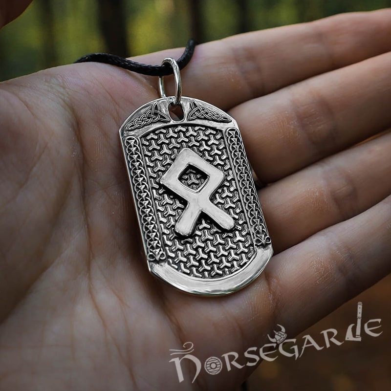 Handcrafted Othala Viking Dog Tag - Sterling Silver