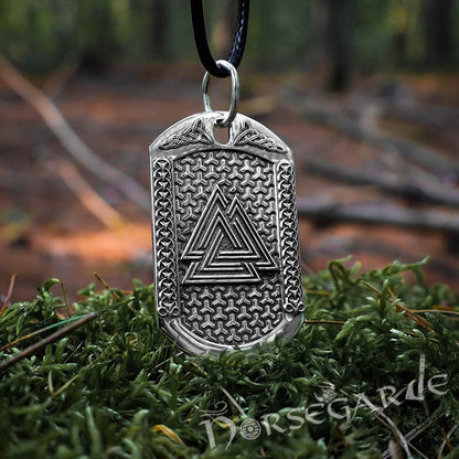 Handcrafted Valknut Viking Dog Tag - Sterling Silver