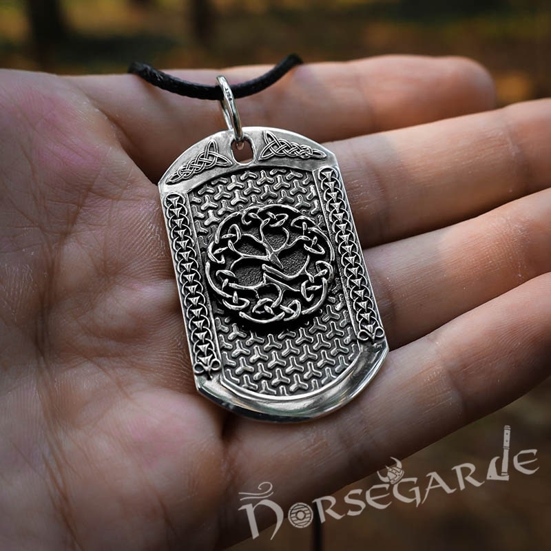 Handcrafted Yggdrasil Viking Dog Tag - Sterling Silver