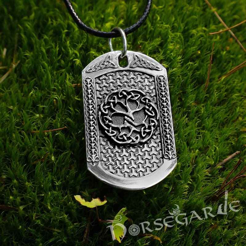 Handcrafted Yggdrasil Viking Dog Tag - Sterling Silver