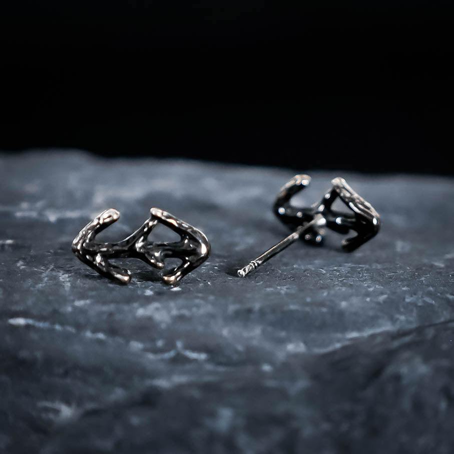 Eihwaz Rune Stud Earrings - Sterling Silver