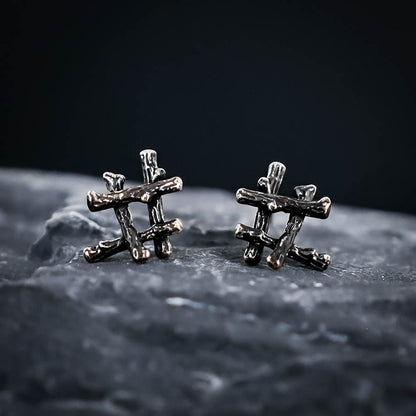 Ingwaz Rune Stud Earrings - Sterling Silver