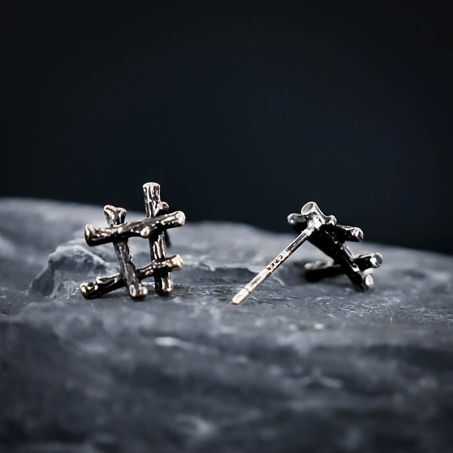 Ingwaz Rune Stud Earrings - Sterling Silver