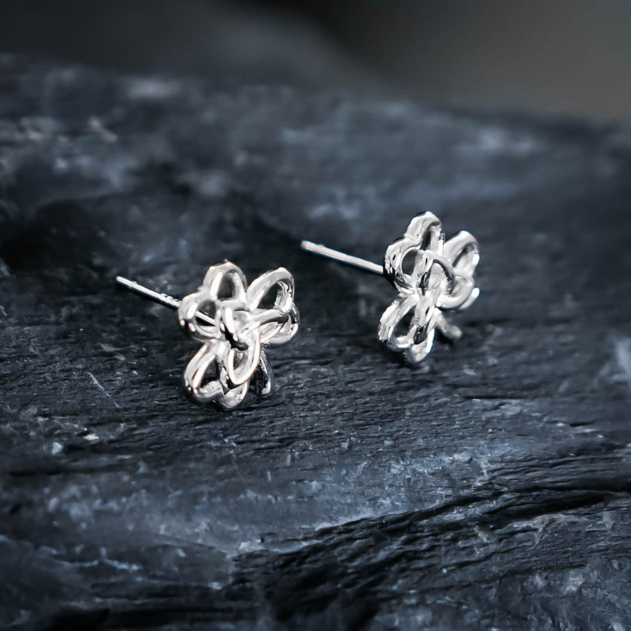 Celtic Clover Stud Earrings - Sterling Silver