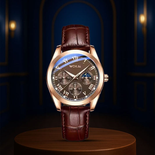 Maverick Gold watch with leather strap