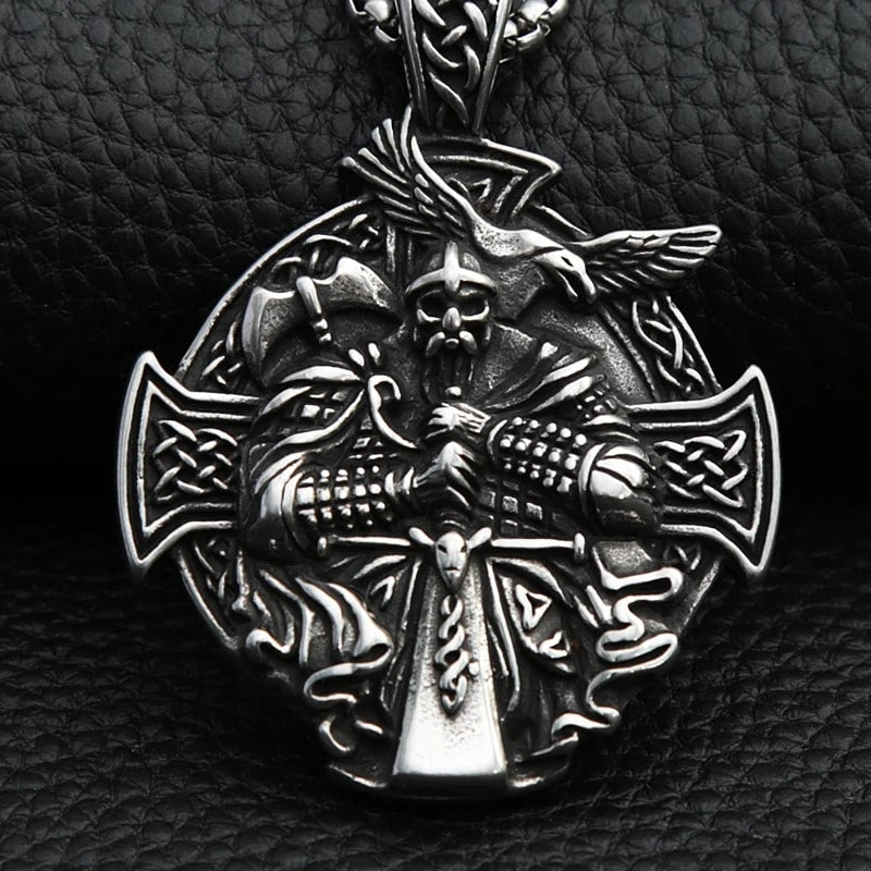 Odin Celtic Cross Pendant - Stainless Steel