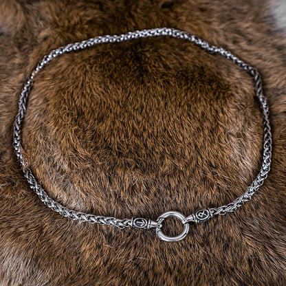 Simple Runed Necklace with O-Ring Clip - Stainless Steel