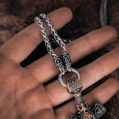 Simple Runed Necklace with O-Ring Clip - Stainless Steel