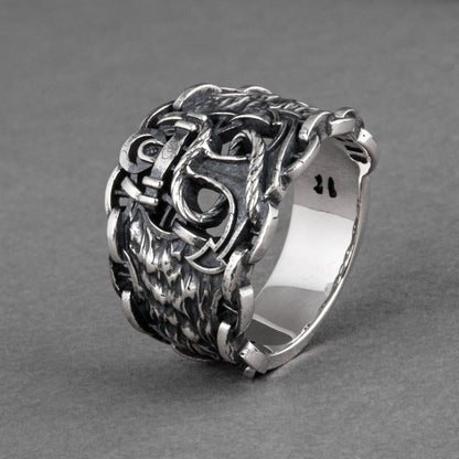 Handcrafted Anchor Chain Ring - Sterling Silver