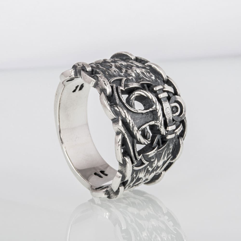 Handcrafted Anchor Chain Ring - Sterling Silver