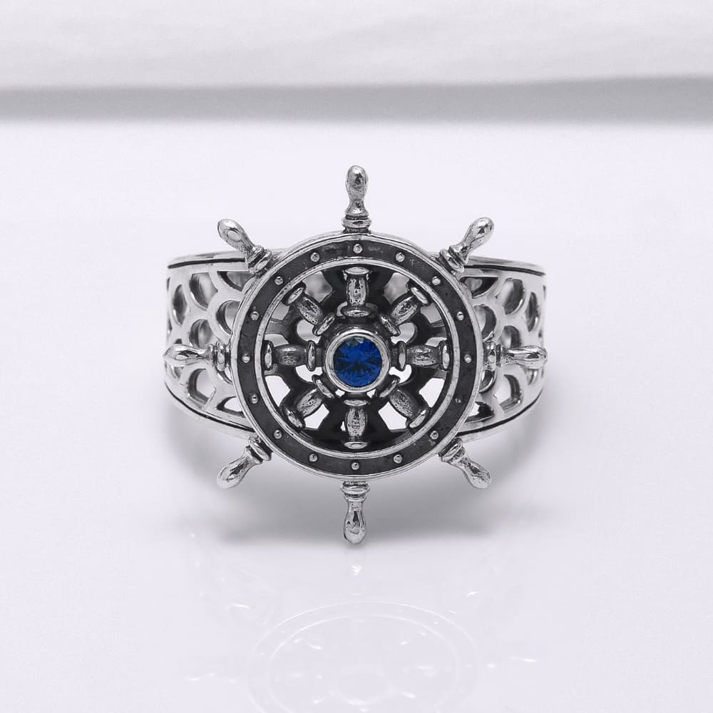 Handcrafted Lavish Ship's Wheel Ring - Sterling Silver