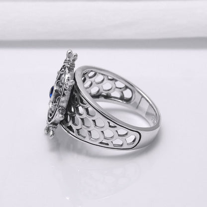 Handcrafted Lavish Ship's Wheel Ring - Sterling Silver