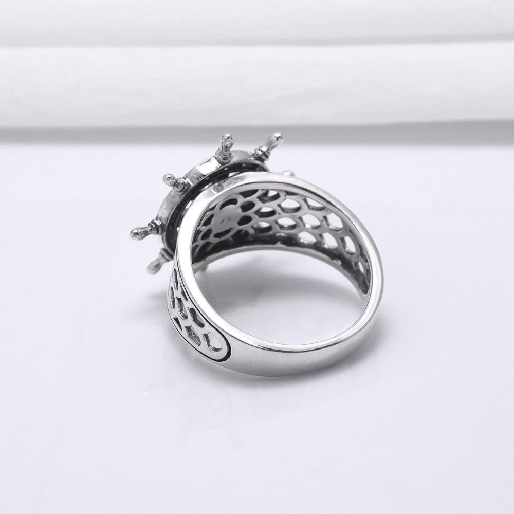 Handcrafted Lavish Ship's Wheel Ring - Sterling Silver