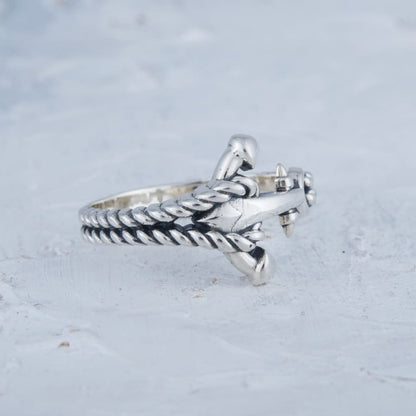 Handcrafted Naval Rope and Anchor Ring - Sterling Silver