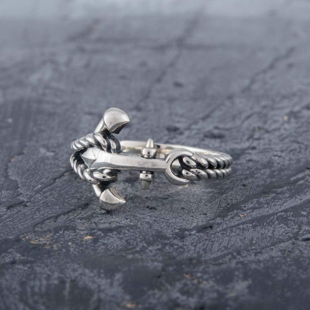 Handcrafted Naval Rope and Anchor Ring - Sterling Silver
