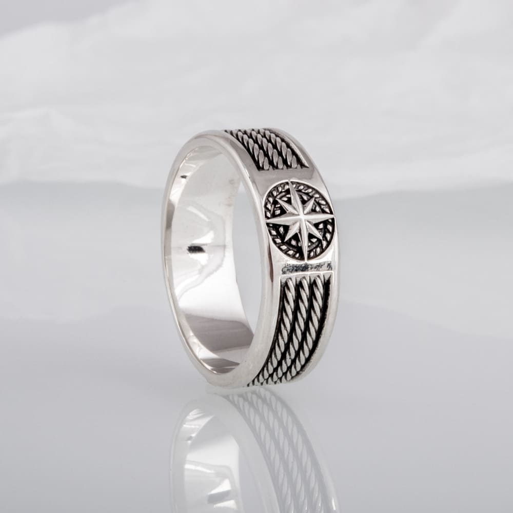 Handcrafted Compass Star Ring - Sterling Silver