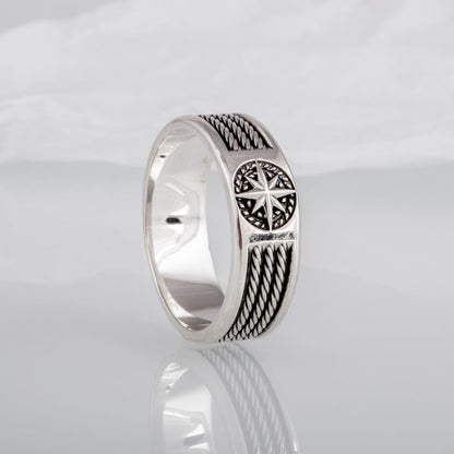 Handcrafted Compass Star Ring - Sterling Silver