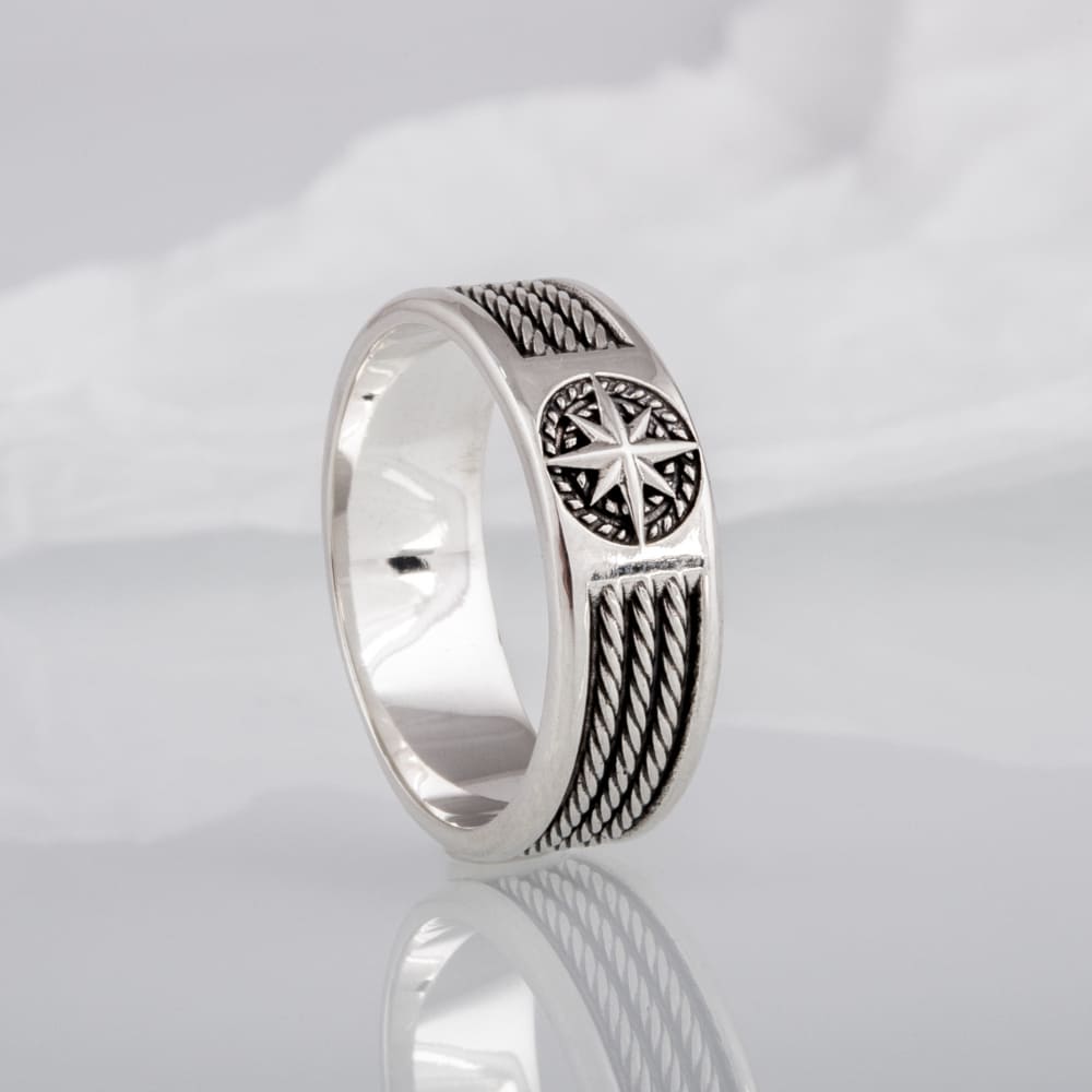 Handcrafted Compass Star Ring - Sterling Silver