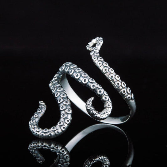 Handcrafted Writhing Tentacles Ring - Sterling Silver