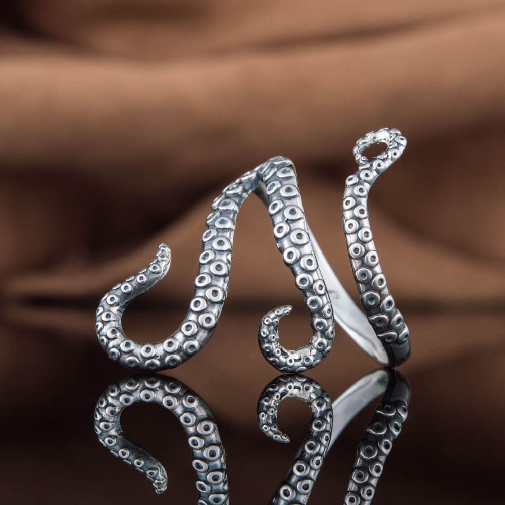 Handcrafted Writhing Tentacles Ring - Sterling Silver