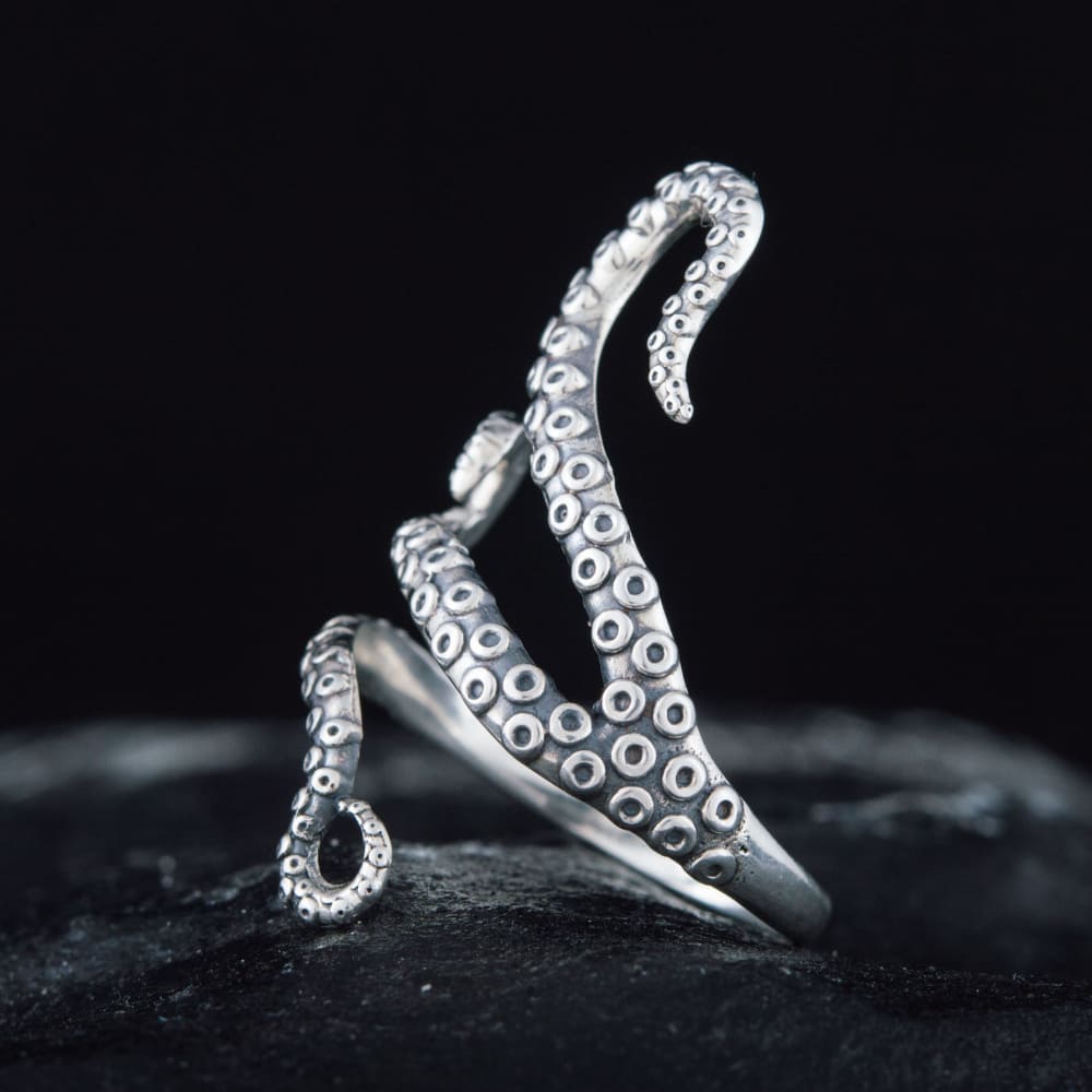 Handcrafted Writhing Tentacles Ring - Sterling Silver