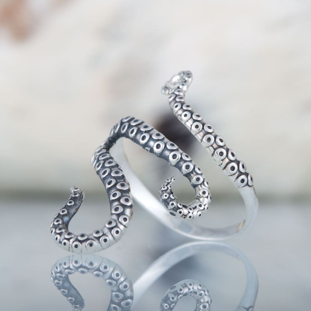 Handcrafted Writhing Tentacles Ring - Sterling Silver