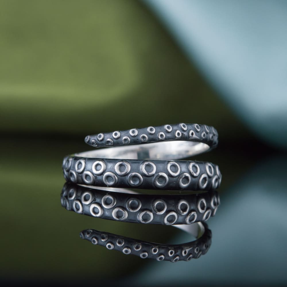 Handcrafted Kraken Tentacle Ring - Sterling Silver