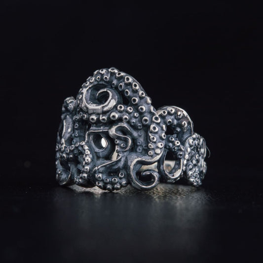 Handcrafted Coiled Tentacles Ring - Sterling Silver