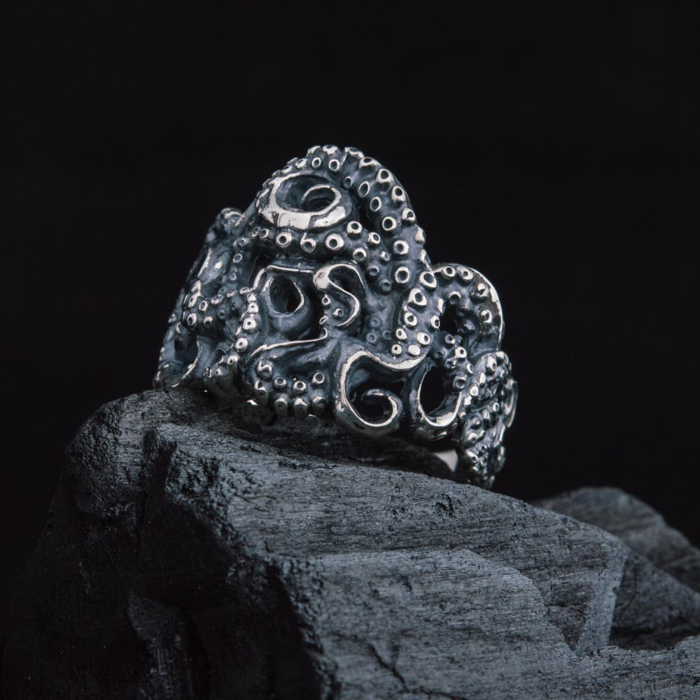 Handcrafted Coiled Tentacles Ring - Sterling Silver