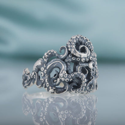 Handcrafted Coiled Tentacles Ring - Sterling Silver