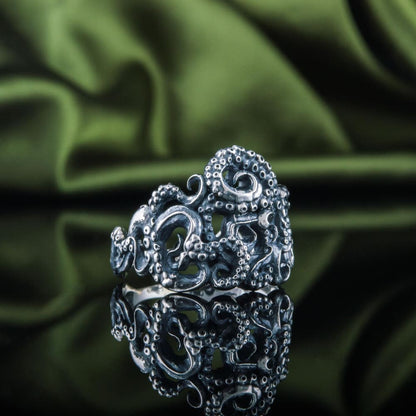 Handcrafted Coiled Tentacles Ring - Sterling Silver