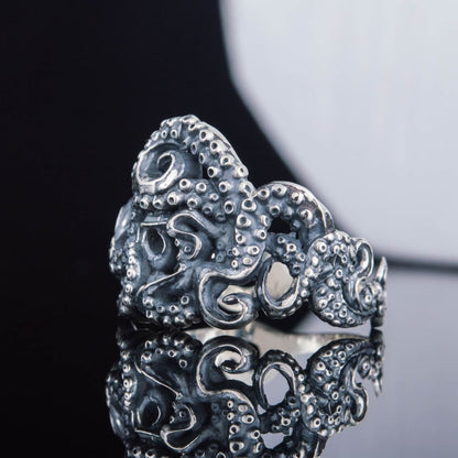 Handcrafted Coiled Tentacles Ring - Sterling Silver