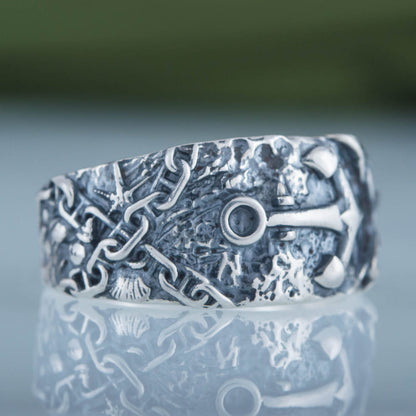 Handcrafted Deep Sea Anchor Ring - Sterling Silver