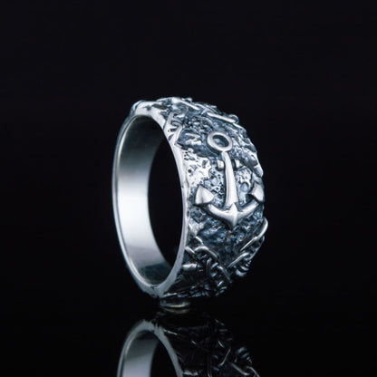 Handcrafted Deep Sea Anchor Ring - Sterling Silver
