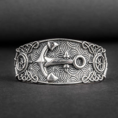 Handcrafted Nautical Ornament Anchor Ring - Sterling Silver