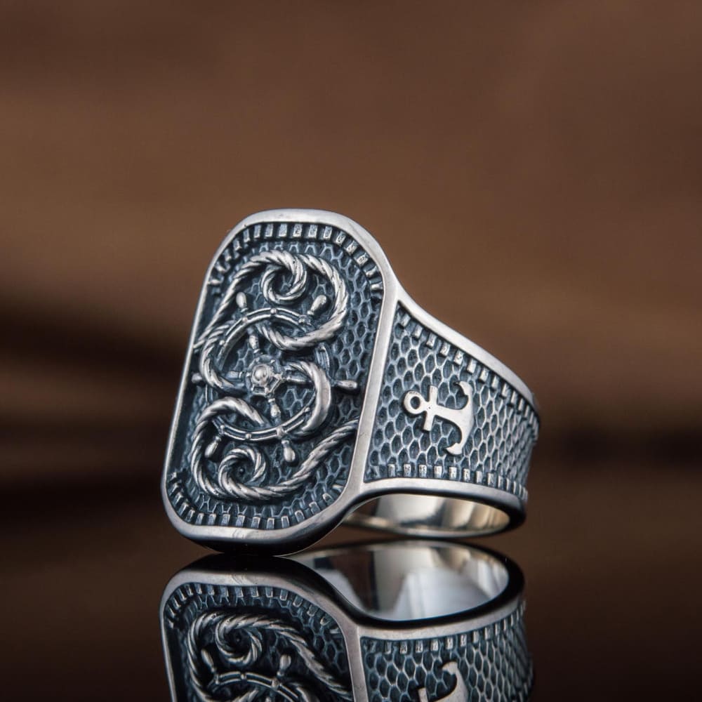Handcrafted Ship's Wheel Knot Ring - Sterling Silver