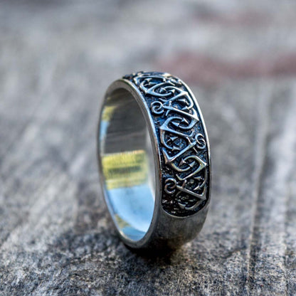 Handcrafted Anchor Pattern Ring - Sterling Silver