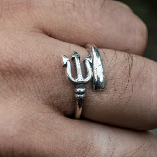 Handcrafted Sea Trident Ring - Sterling Silver