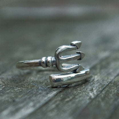 Handcrafted Sea Trident Ring - Sterling Silver