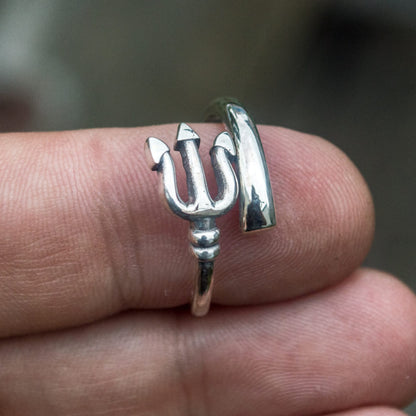 Handcrafted Sea Trident Ring - Sterling Silver