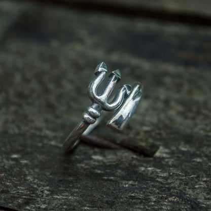 Handcrafted Sea Trident Ring - Sterling Silver